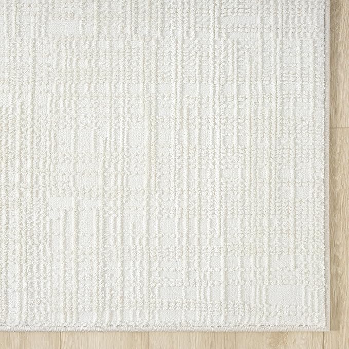 Abani Cream Area Rug - 6' x 9' - Living Room & Bedroom - Textured Weave Design - Indoor Use - Easy to Clean, Stain Resistant, Non-Shedding - Neutral Collection