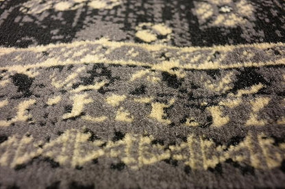 Unique Loom Taftan Collection Border Geometric Tribal Inspired Design Area Rug (2' 11 x 16' 5 Runner, Black/ Gray)