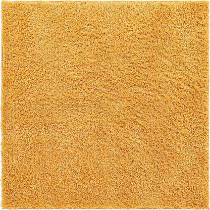 Unique Loom Davos Shag Collection Area Rug - Solid (3' 3" Square, Sun Yellow)