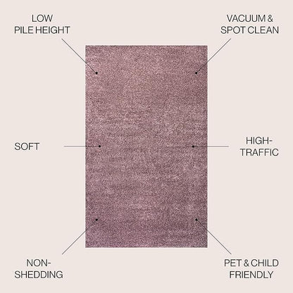 JONATHAN Y Haze Solid Low-Pile Light Purple Indoor Area Rug 6x9, Coastal,Bohemian,Minimalist,Classic, Easy-Cleaning for Living Room,Bedroom,Kitchen,Pet Friendly,Non-Shedding (SEU100R-6)