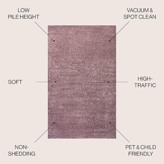 JONATHAN Y Haze Solid Low-Pile Light Purple Indoor Area Rug 4x6, Coastal,Bohemian,Minimalist,Classic, Easy-Cleaning for Living Room,Bedroom,Kitchen,Pet Friendly,Non-Shedding (SEU100R-4)
