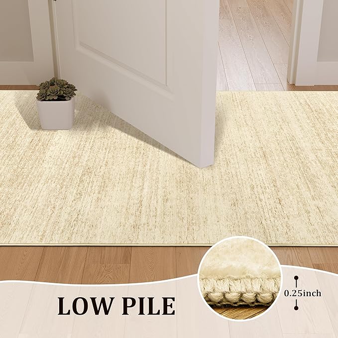 Art&Tuft Non-Slip Runner Rug - 2x6 Runner Rug Washable Low-Pile Rugs Runners, Soft Distressed Carpet Runner for Bedroom Bathroom Kitchen Laundry Living Room, Brown