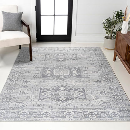 JONATHAN Y Modern Vintage Medallion Light Grey Indoor Area Rug, 3x5, Country, Floral, Easy-Cleaning for Living Room, Bedroom, Kitchen, Pet Friendly, Non-Shedding (MDP108B-3)