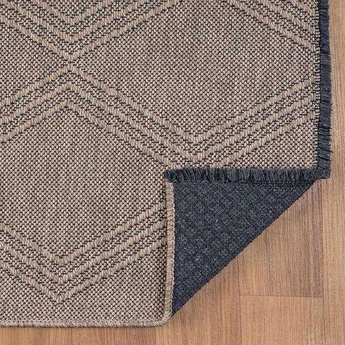 LUXE WEAVERS Modern Farmhouse Brown 6x9 Washable Area Rug, Anti-Slip Diamond Pattern Carpet