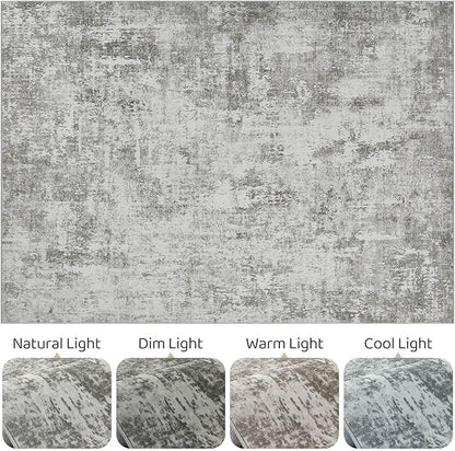 10x14 Area Rugs Living Room: Washable Large Abstract Neutral Modern Soft Rug Stain Resistant Indoor Floor Non-Slip Accent Carpet for Bedroom Nursery Playroom Office Dining Room Home Decor- Greige