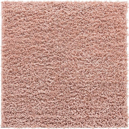 Unique Loom Davos Shag Collection Area Rug - Solid (3' 3" Square, Dusty Rose)