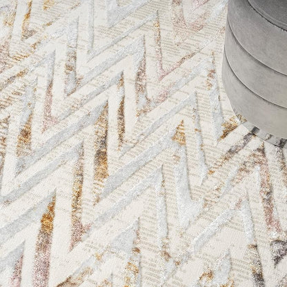 Nourison Home Glam Multicolor 3'11" x 5'11" Area Rug - Easy Clean, Non Shedding, Bed Room, Living Room, Dining Room, Kitchen (4' x 6')