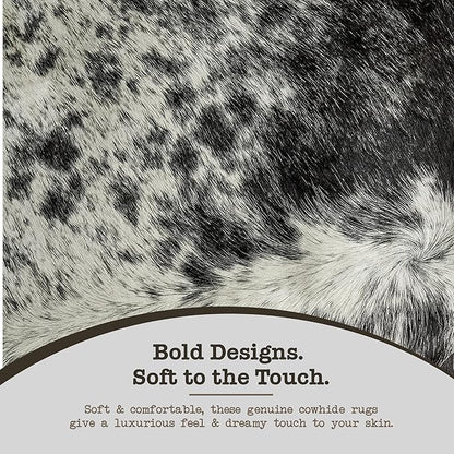 Genuine Cowhide Rug - Natural Leather Hide Rugs for Living Room & Area Rug for Bedroom - Real Cowhides Rug for Rustic Home Decor - Black Speckled Cowhide Rugs Collection