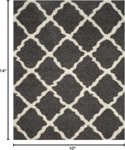 SAFAVIEH Dallas Shag Collection Area Rug - 10' x 14', Dark Grey & Ivory, Trellis Design, Non-Shedding & Easy Care, 1.5-inch Thick Ideal for High Traffic Areas in Living Room, Bedroom (SGD257A)