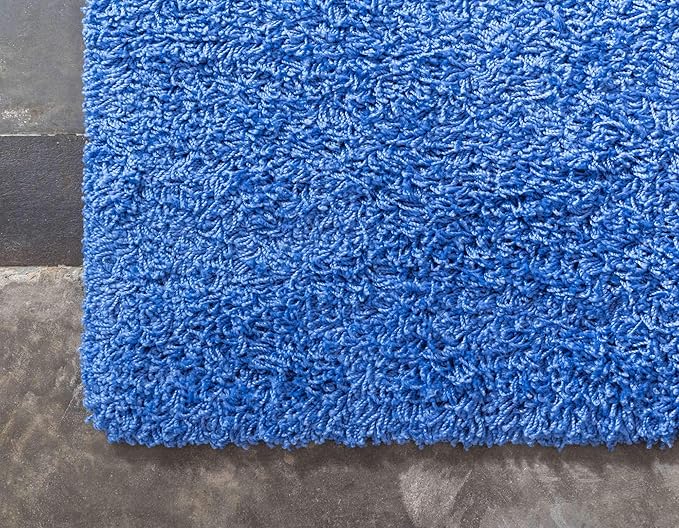Unique Loom Solid Shag Collection Area Rug (7' 1" x 10' Rectangle, Periwinkle Blue)