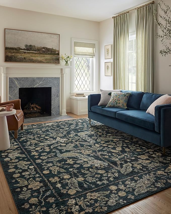 Loloi Rifle Paper Co. Laurel Collection LAU-05 Navy/Multi 7'-10" x 10' Area Rug