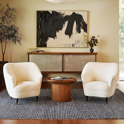 Rugs USA 6x9 Melrose Checked Wool Indoor Area Rug, Contemporary Farmhouse Charcoal/Ivory for Living Room, Bedroom, Office, Entryway, Hallway