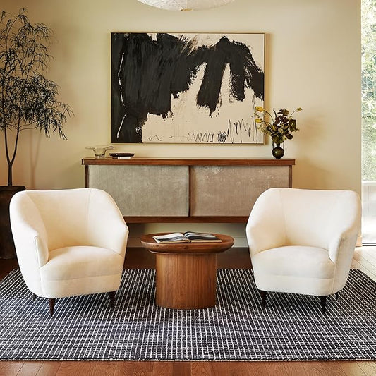 Rugs USA 2'6" x 8' Melrose Checked Wool Indoor Runner Rug, Contemporary Farmhouse Charcoal/Ivory for Living Room, Bedroom, Office, Entryway, Hallway