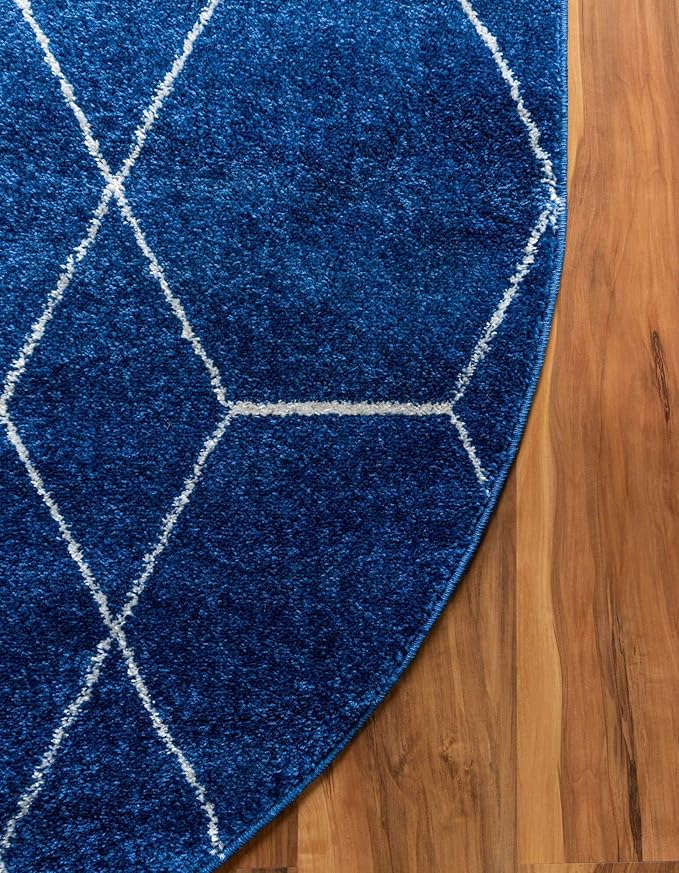 Unique Loom Trellis Frieze Collection Area Rug - Geometric (7' 10" x 10' Oval, Navy Blue/ Ivory)