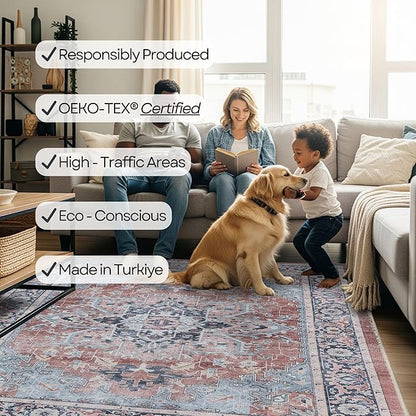 Fame Rugs Turkish Rug. Washable Vintage Oriental Antique Inspired Traditional Doormat Small Modern Area Rugs Luxury Entryway Entry Bedroom Bathroom Kitchen (401TB, 2' x 3')