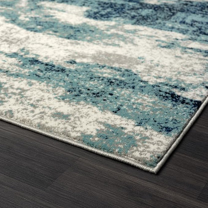 LUXE WEAVERS Modern Abstract Art Light Blue 2x7 Area Rug