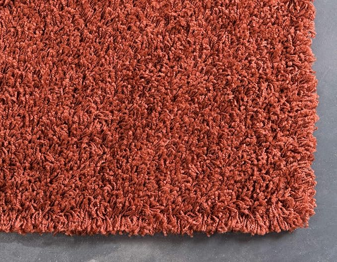 Unique Loom Solid Shag Collection Area Rug (3' 3" x 5' 3" Rectangle, Terracotta)