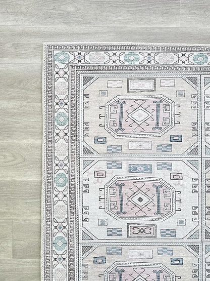 Fame Living Faded Oushak Rug, Turkish Vintage Floral Pastel Large Oversized Area Rugs for Living Room Dining Bedroom Kitchen Bathroom Nursery (848BrCr, 2'5" x 4'9")
