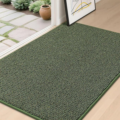 BEQHAUSE Dirt Trapper Door Mat 32" x 48", Non-Slip Washable Doormats Entrance Mat, Dirt Resistant and Absorbent Welcome Mat, Low Profile Floor Mats for Front Back Door and Entryway, Green