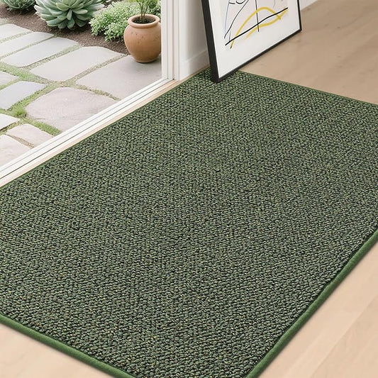 BEQHAUSE Dirt Trapper Door Mat 32" x 48", Non-Slip Washable Doormats Entrance Mat, Dirt Resistant and Absorbent Welcome Mat, Low Profile Floor Mats for Front Back Door and Entryway, Green
