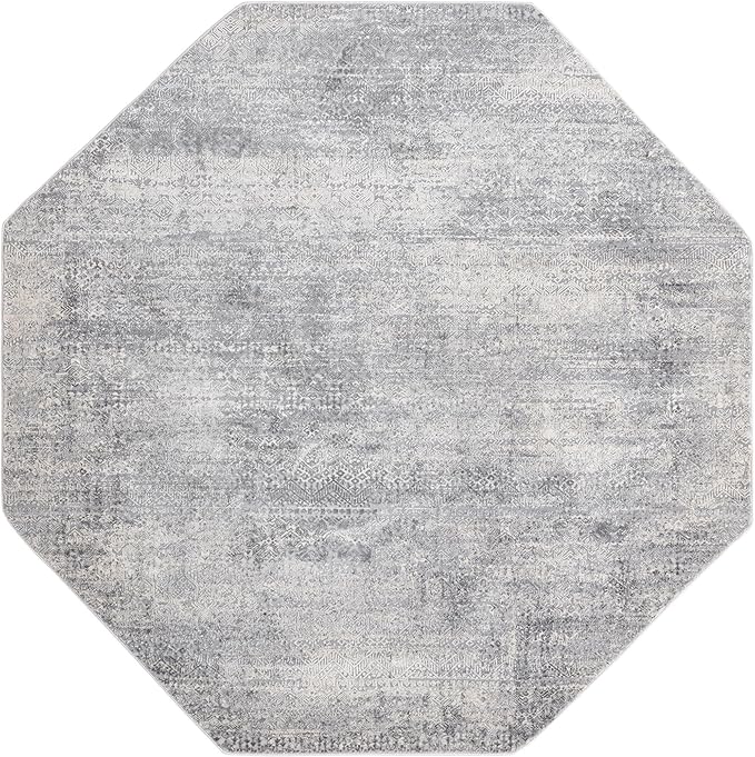 Unique Loom Finsbury Collection Area Rug - Sarah (7' 10" Octagon, Gray/ Ivory)