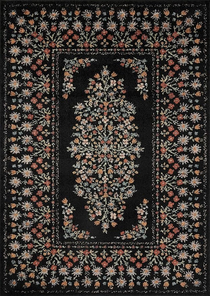 Loloi Rifle Paper Co. Laurel Collection LAU-02 Black 2'-8" x 4' Accent Rug