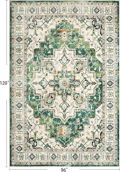 zesthome 8x10 Area Rugs,Stain Resistant Washable Rug,Ultra-Thin Rugs for Living Room,Bedroom,Non-Slip Backing Home Decor Large Area Rug (Green,8'x10')