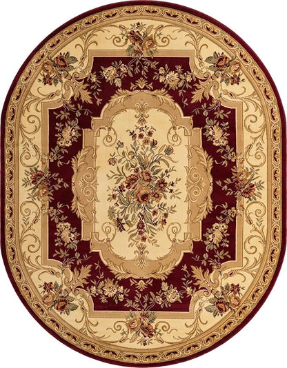 Unique Loom Versailles Collection Traditional Classic Floral Motif Area Rug (7' 11 x 10' 0 Oval, Burgundy/Ivory)