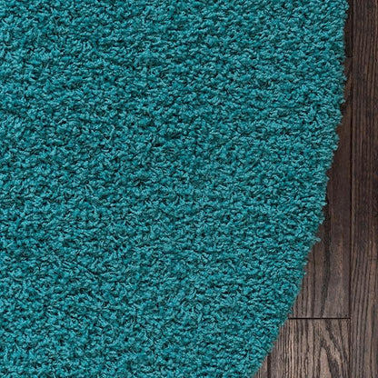 Unique Loom Solid Shag Collection Area Rug (5' 3" x 8' Oval, Deep Aqua Blue)