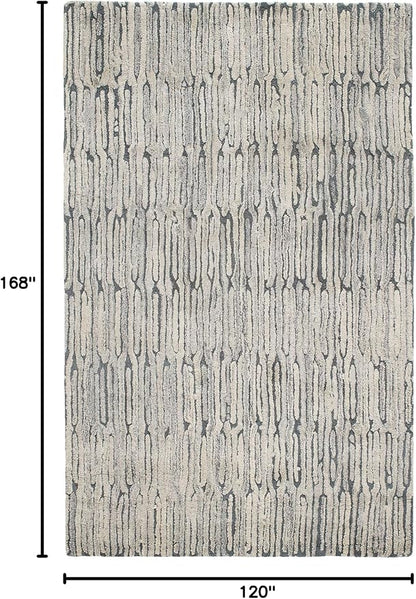 Dash and Albert Malone Everglade Hand Tufted Wool Rug, 10 X 14 Feet, Blue Graphic Pattern - Premium Luxury Hotel Quality Soft Breathable Hypoallergenic Machine Washable Easy Care All Season
