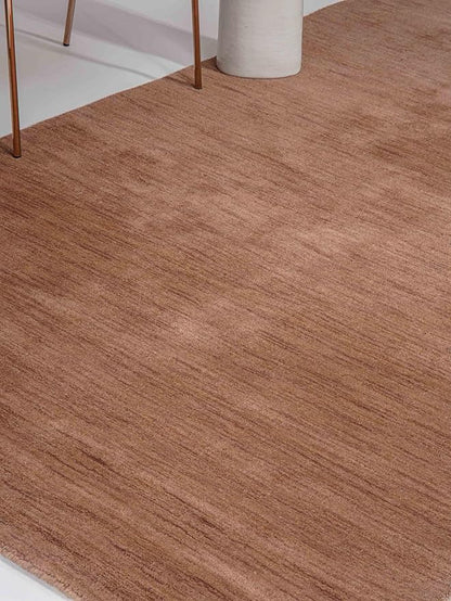 Hand Knotted Loom Wool ECO-Friendly Area Rugs - 8'x10', Rectangle, Light Brown Color, Solid Plain Design, High Pile Thick Handmade Anti Skid Rugs for Living Room (L00111)