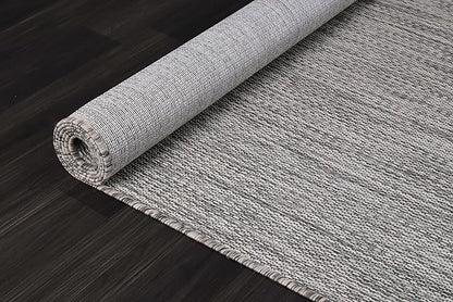 CAMILSON Outdoor Rug 10x14 Modern Area Rugs for Large Indoor and Outdoor Patios and Porches - Waterproof, Washable, Non-Shedding, Easy-to-Clean Outside Carpet (10 x 14, Solid - Silver Gray)