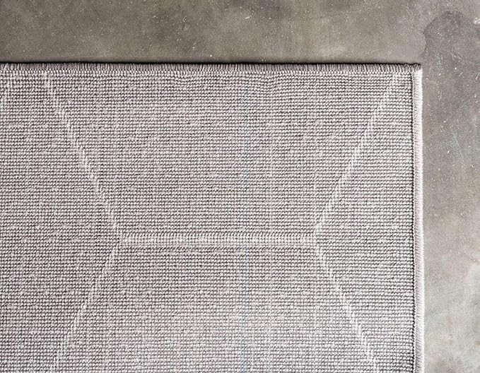 Unique Loom Trellis Frieze Collection Area Rug - Geometric (2' x 8' 8" Runner, Light Gray/ Ivory)