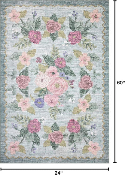 Loloi Rifle Paper Co. Rosa Collection RSA-02 Sky 2'-0" x 5'-0" Accent Rug