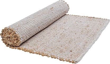 Savi Home Jute Cotton Handwoven Runner Rug 24"x72" - Natural Fiber Rustic Farmhouse Runner Rug - Vintage Boho Decor for Bedroom, Dining Room, Hallway & Office