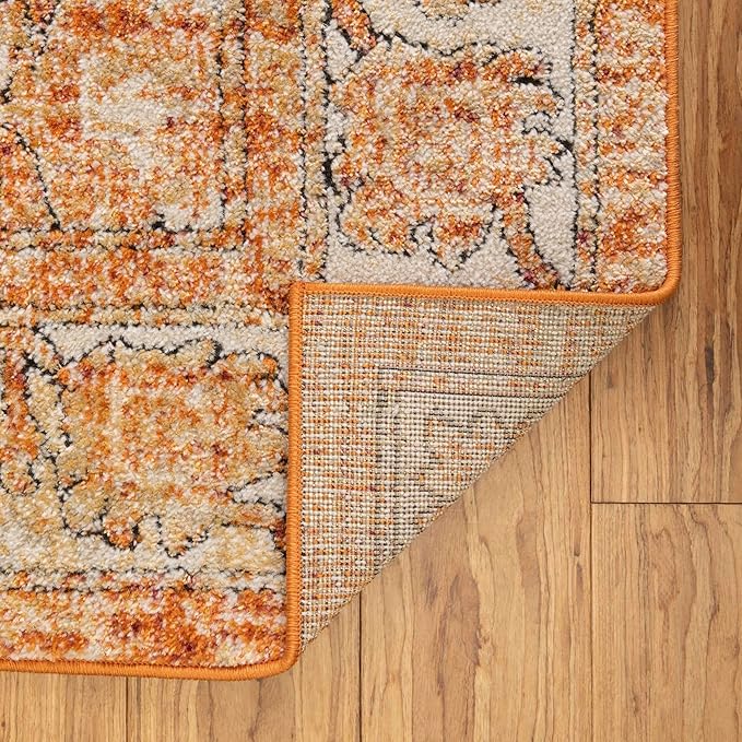 Unique Loom Isabella Collection Area Rug - Adjani (5' 4" Square, Rust Red/ Black)