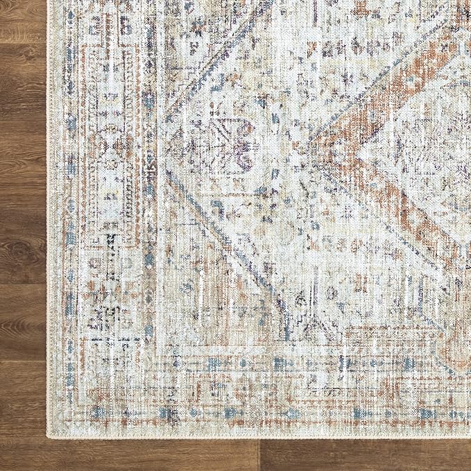 Bloom Rugs Washable Non-Slip 10 ft Runner - Peach/Beige Traditional Runner for Entryway, Hallway, Bathroom, and Kitchen - Exact Size: 2.5' x 10'