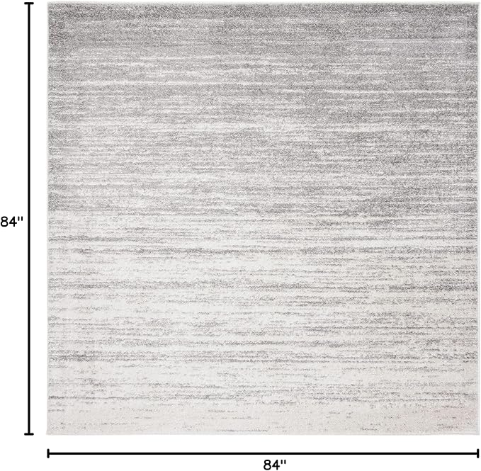 SAFAVIEH Adirondack Collection Area Rug - 7' Square, Ivory & Silver, Modern Ombre Design, Non Shedding & Easy to Clean, Ideal for Living Room, Bedroom, Office, Dining Space (ADR113B)
