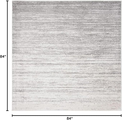 SAFAVIEH Adirondack Collection Area Rug - 7' Square, Ivory & Silver, Modern Ombre Design, Non Shedding & Easy to Clean, Ideal for Living Room, Bedroom, Office, Dining Space (ADR113B)