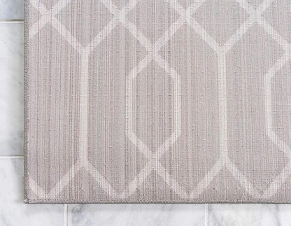 Unique Loom Glam Collection Area Rug - Trellis (10' x 14' 1" Rectangle, Gray Silver/ Silver)