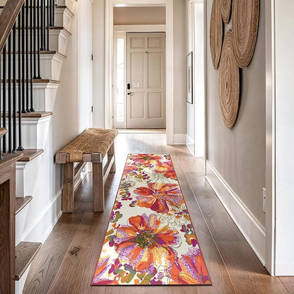 Rugshop Multi Bright Flowers Non Slip Non-Shedding Runner Rug for Hallway, Kitchen and Laundry Room, 2'7" x 8'