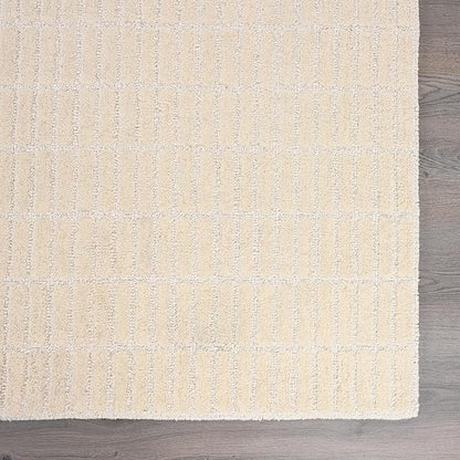Hand-Tufted 100% Wool Area Rug – Unique Modern Geometric Grid Pattern, Soft Plush Textured Carpet for Living Room, Bedroom, Dining Room & Entryway (Beige, 10' x 14')