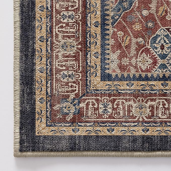 LUMI Indoor Door Mat 17x30, Washable Low Pile Entry Rug with Non-Slip Rubber Backing, Durable Welcome Mat for Entryway, Hallway, Patio, or Porch