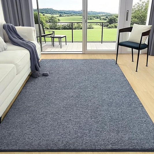 AROGAN Washable 4×6 Bedroom Rug, Modern Area Rugs with Soft Memory Foam for Living Room, Minimalist Non-Slip Indoor Floor Carpet for Dining Room Office Kids Playroom Decor, Navy Blue