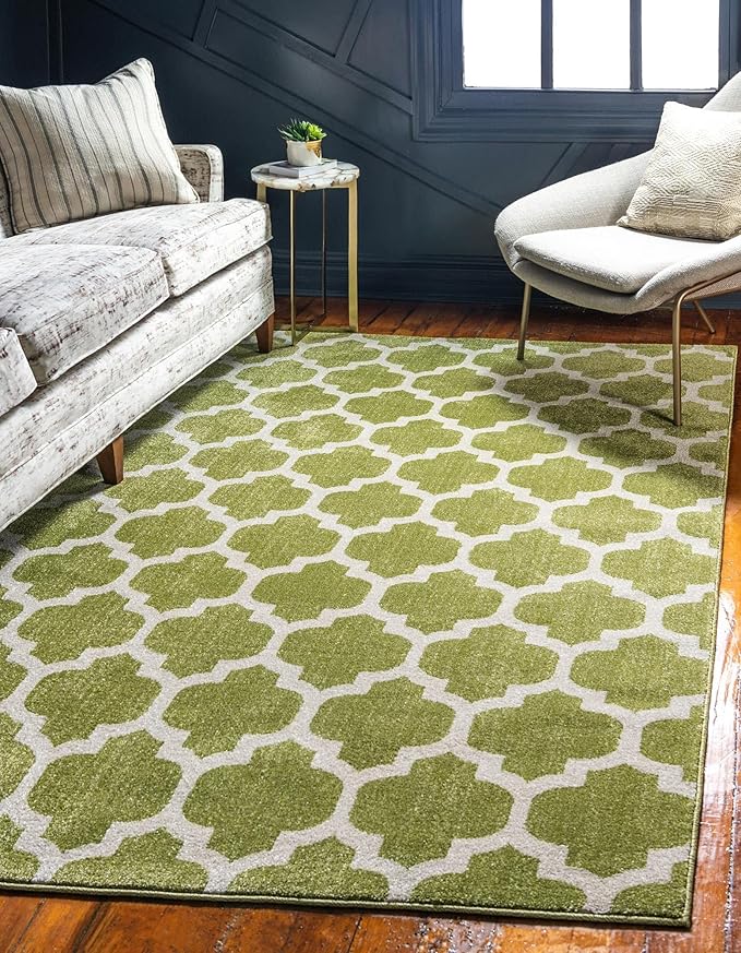 Rugs.com Lattice Collection Rug – 9' x 12' Light Green Medium Rug Perfect for Living Rooms, Large Dining Rooms, Open Floorplans