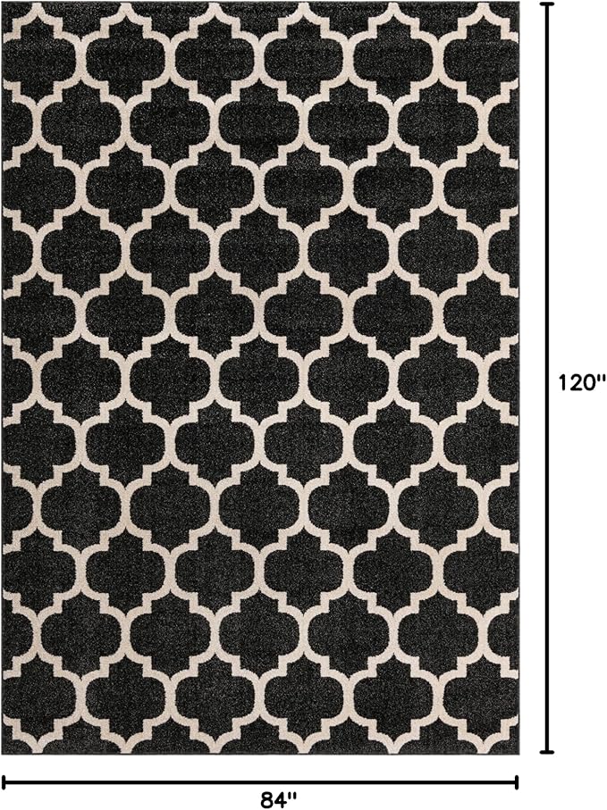Rugs.com Lattice Collection Rug – 7' x 10' Black Medium Rug Perfect for Bedrooms, Dining Rooms, Living Rooms