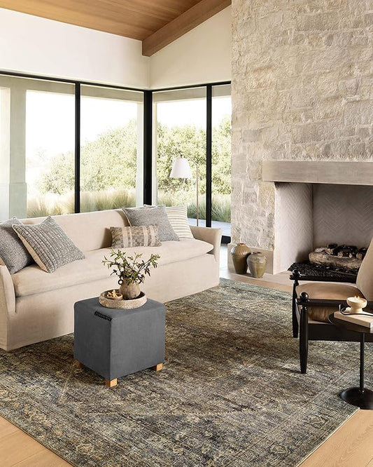 Loloi Amber Lewis Morgan Collection MOG-05 Spice/Lagoon 8'-3" x 11'-3" 38" Thick Area Rug feat. CloudPile, Neutral, Room Décor, Vintage Inspired, Livingroom, Bedroom, Dining Area