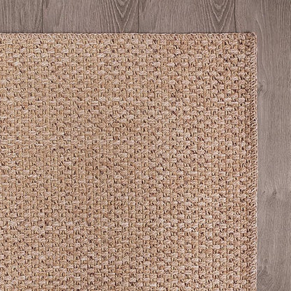 CAMILSON Easy Jute Rug 4x6, Indoor Outdoor Natural Color Farmhouse Area Rugs for Living Room Patio and Kitchen Rug, Solid Boho Woven Design, Easy-Cleaning, Washable Outside Carpet Alfombras (4 x 6)