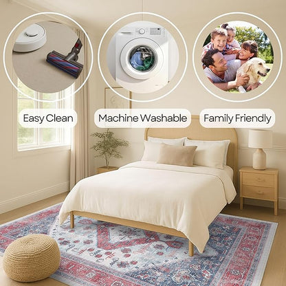 Fame Rugs Turkish Rug. Washable Vintage Oriental Antique Inspired Traditional Doormat Small Modern Area Rugs Luxury Entryway Entry Bedroom Bathroom Kitchen
