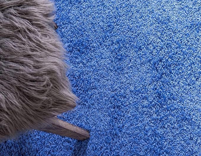 Unique Loom Solid Shag Collection Area Rug (7' 1" x 10' Rectangle, Periwinkle Blue)